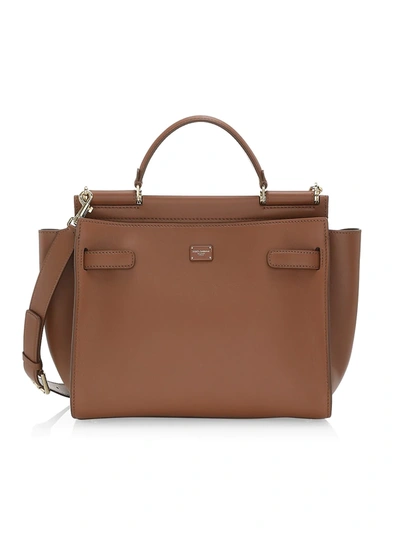 Shop Dolce & Gabbana Top Handle Leather Bag In Brown