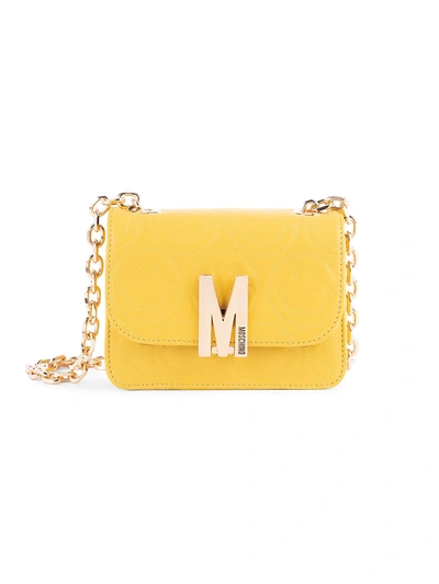 Shop Moschino Smiley-embossed Leather Crossbody Bag In Yellow
