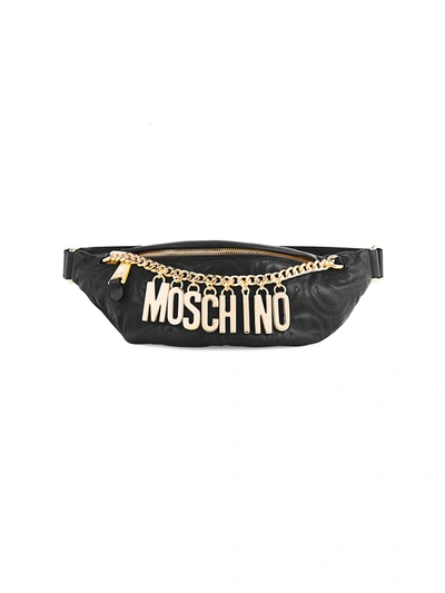 Shop Moschino Women's Smiley-embossed Leather Belt Bag In Black Multi