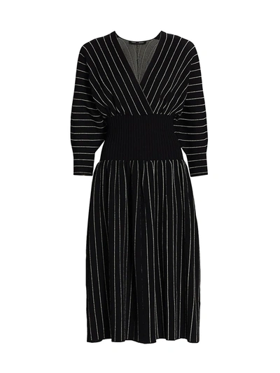 Shop Proenza Schouler Chalk Stripe Knit Dress In Black