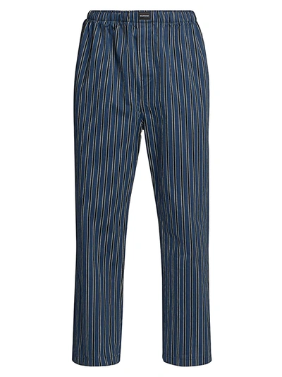 Shop Balenciaga Striped Pajama Pants In Navy
