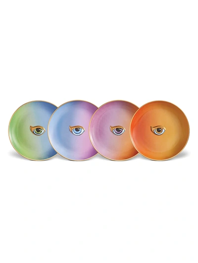 L'objet X Lito 24ct Yellow Gold-plated Porcelain Plate Set Of Four 15cm
