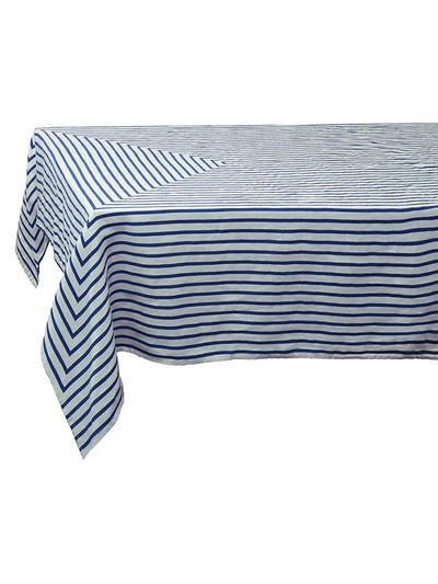 Shop L'objet Concorde Stripe Linen Sateen Tablecloth In Size Large