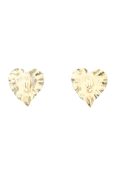 Shop Saint Laurent Heritage Coeur Double Earrings In Gold,silver