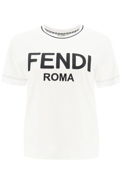 Shop Fendi Roma Print T-shirt In White,black