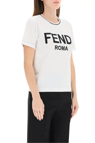 Shop Fendi Roma Print T-shirt In White,black