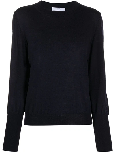 Shop Roseanna Long-sleeved Embroidered Logo Sweater In Blue