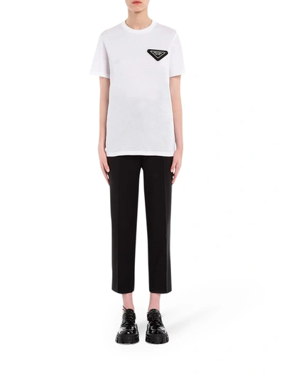 Shop Prada Logo Patch T-shirt In White