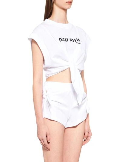 Shop Miu Miu Printed Jersey Top In White