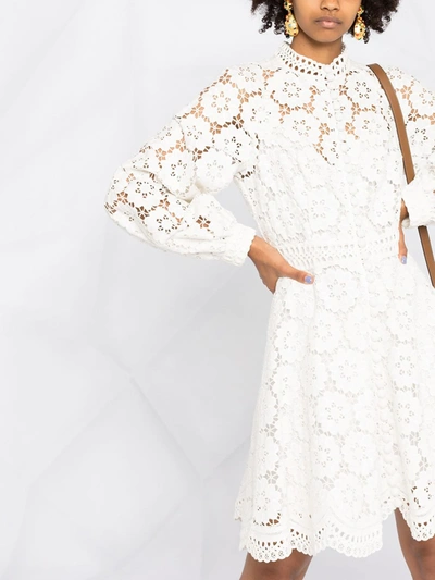 Shop Zimmermann Bells Rouleau-button Lace Mini Dress In White