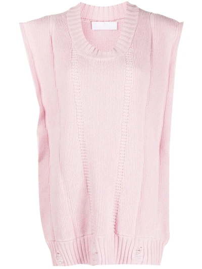 Shop Ami Amalia Ribbed-knit Top In Pink