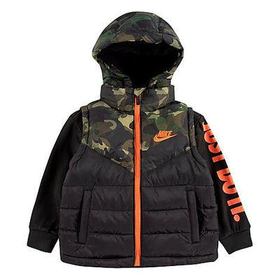 Shop Nike Boys' Toddler 2fer Puffer Jacket In Black