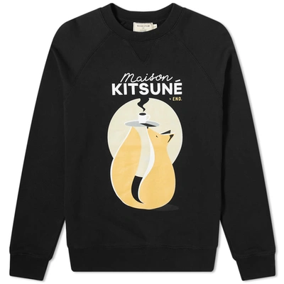 Maison Kitsuné End. X Café Club Crew Sweat In Black | ModeSens