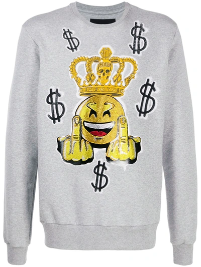 Shop Philipp Plein Smile Crewneck Jumper In Grey