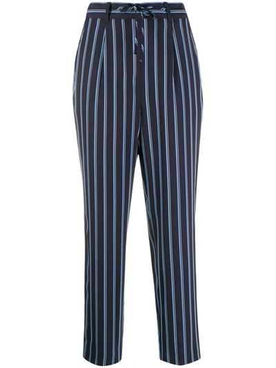 Shop Tommy Hilfiger Stripe-print Slim-fit Trousers In Blue