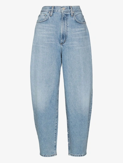 Shop Agolde Balloon High-rise Tapered Jeans In Blue