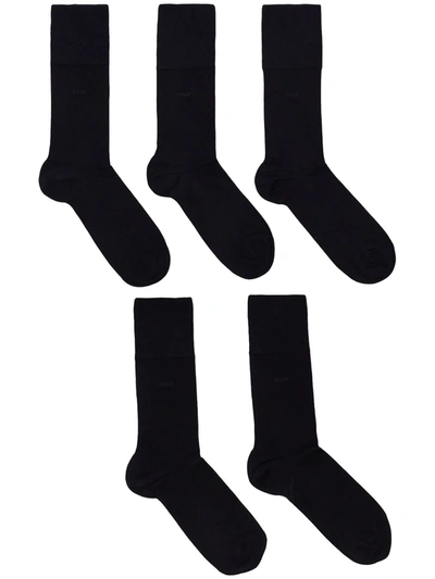 Shop Cdlp Five-pack Logo Ankle Sock Set In Blue