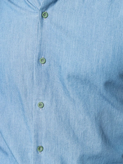 Shop Xacus Button-down Denim Shirt In Blue