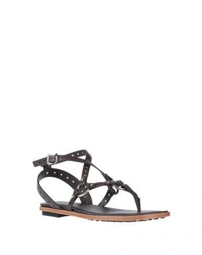 Shop Tod's Woman Thong Sandal Dark Brown Size 7 Soft Leather