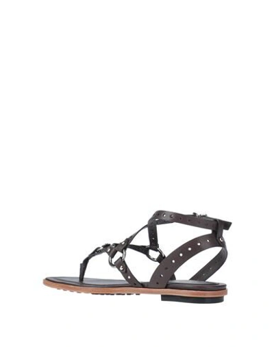 Shop Tod's Woman Thong Sandal Dark Brown Size 7 Soft Leather