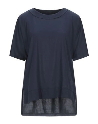 Shop Liviana Conti Woman T-shirt Midnight Blue Size Xs Cotton