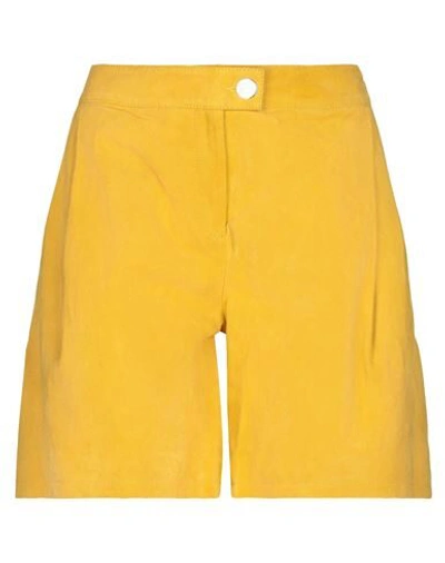 Liu •jo Woman Shorts & Bermuda Shorts Yellow Size 4 Goat Skin In Yellow
