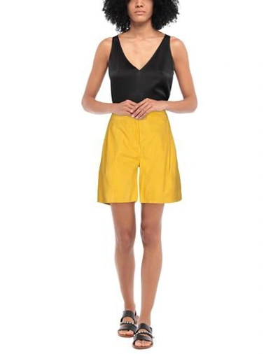 Liu •jo Woman Shorts & Bermuda Shorts Yellow Size 4 Goat Skin In Yellow