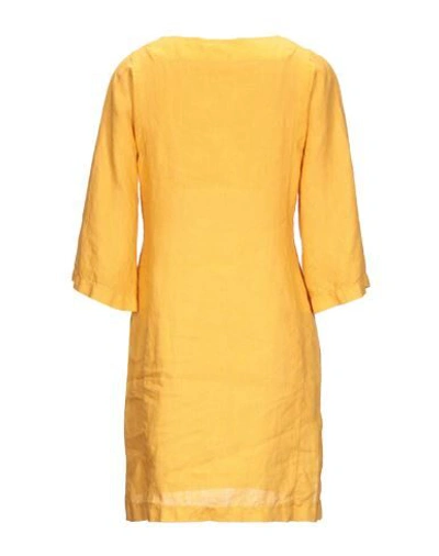 Shop Caliban Woman Mini Dress Ocher Size 10 Linen In Yellow