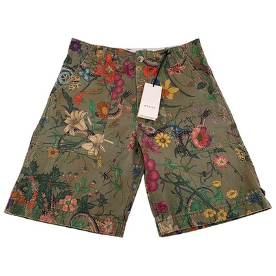 Pre-owned Gucci Khaki Cotton Shorts