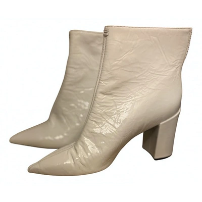 Pre-owned Zadig & Voltaire White Patent Leather Ankle Boots