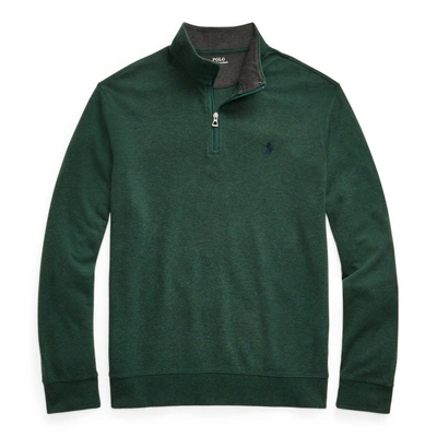 Polo Ralph Lauren Luxury Jersey Quarter-zip Pullover In Scotch Pine Heather