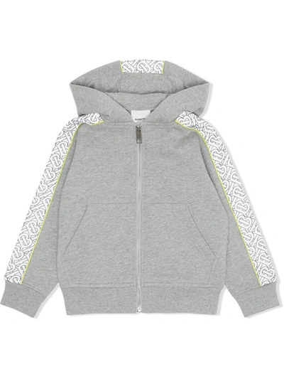 Shop Burberry Monogram Panel Hoodie In Grey