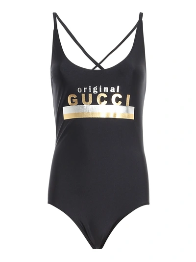 Shop Gucci Twill One-piece In Black