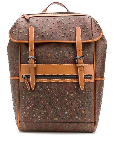 Shop Etro With Studs Backpack In White