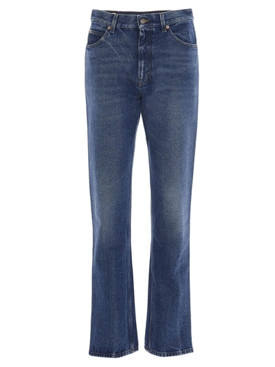 Shop Gucci Logo Patch Jeans In Blue