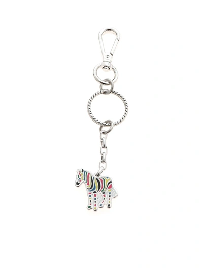 Shop Paul Smith Multicolor Zebra Key Ring In Silver Color