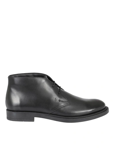 Shop Tod's Brushed Leather Desert Boots In Black