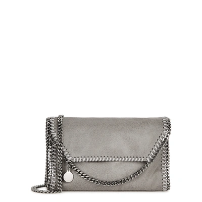 Shop Stella Mccartney Falabella Mini Black Shoulder Bag In Light Grey