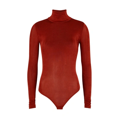 Shop Alix Bennett Terracotta Stretch-knit Bodysuit In Dark Red