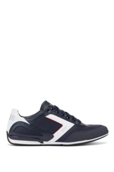 Shop Hugo Boss - Hybrid Trainers With Reflective Details And Backtab Logo - Dark Blue