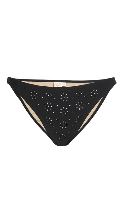 Shop Tory Burch Broderie Hipster Bikini Bottoms In Black