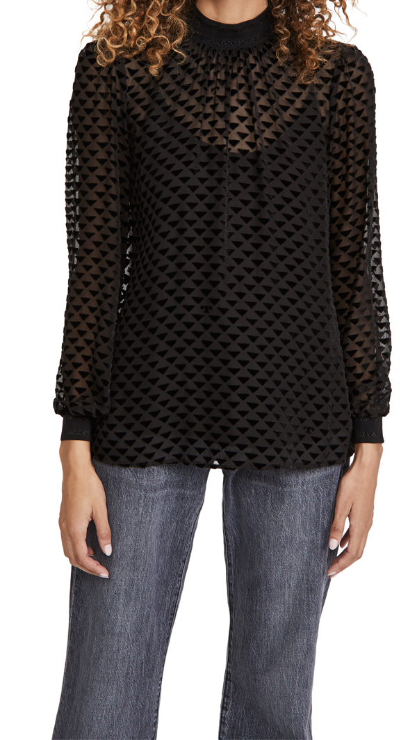 velvet dot sheer top