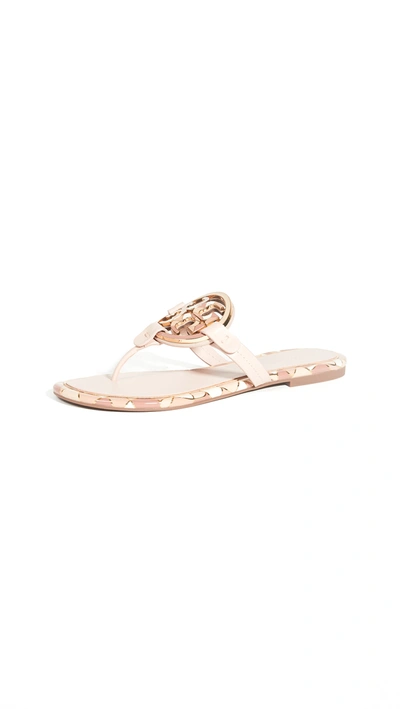 Shop Tory Burch Enamel Miller Sandals In Seashell Pink Multi