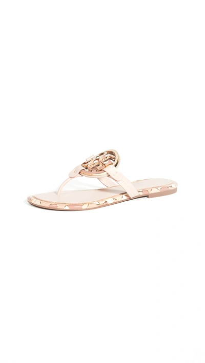 Tory Burch Miller Enamel Leather Thong Sandals In Seashell Pink Multi |  ModeSens