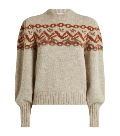 Shop Chloé Alpaca Wool-blend Fair Isle Sweater