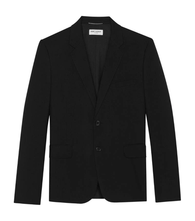 Shop Saint Laurent Wool Single-breasted Jacket In Black