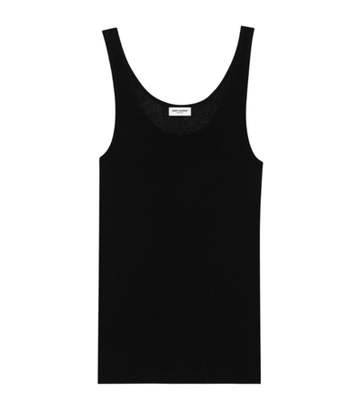 Shop Saint Laurent Semi-sheer Tank Top In Black