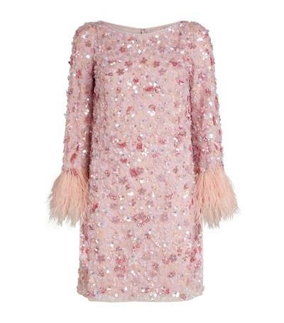 Shop Jenny Packham Mini Feather-trim Naomi Dress