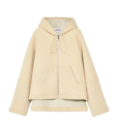 Shop Loewe Shearling Hooded Jacket