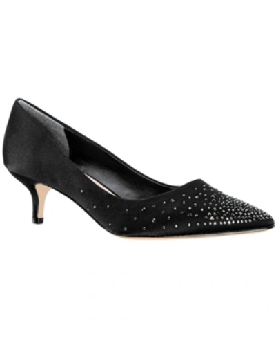 Shop Nina Sawyer Kitten-heel Pumps Women's Shoes In Black Satin